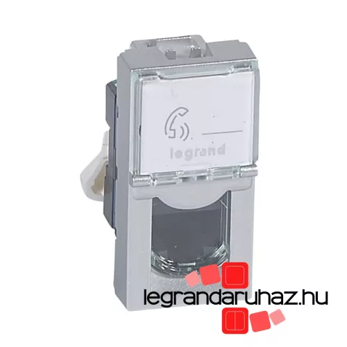 Legrand Program Mosaic RJ 45 informatikai csatlakozóaljzat, 1 x RJ 45 árnyékolatlan (UTP) Cat.6A, 1 modul széles, aluminium, Legrand 079471