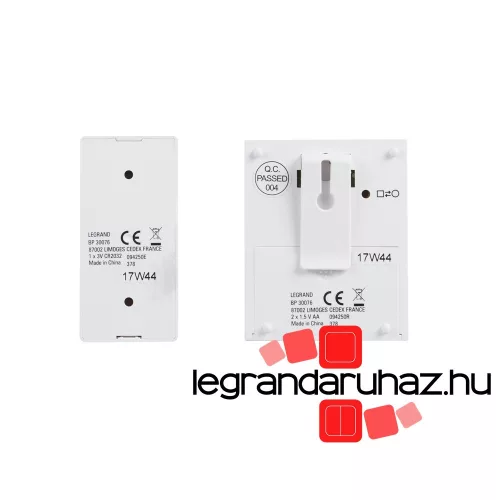 Legrand Vezeték nélküli csengő ECO kit, beltéri egység és nyomógomb, Legrand 094250