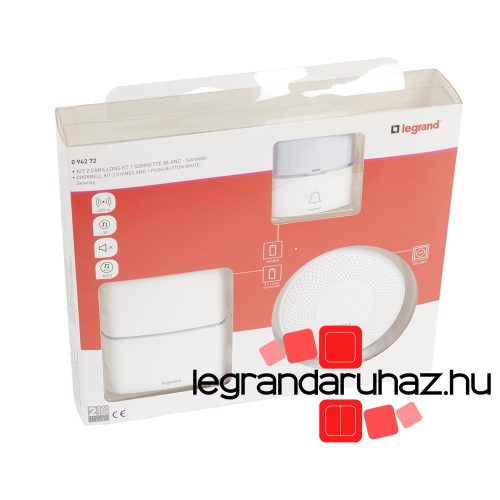 Legrand Vezeték nélküli csengő PRÉMIUM twin szett fehér elemes, Legrand 094272