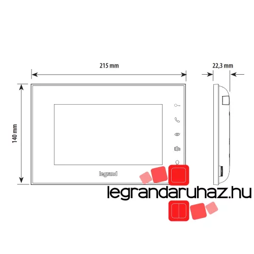 Legrand 2 vezetékes EASYKIT Wi-Fi videó kaputelefon szett: színes videó (7''), bővíthető 1 lakásos, DIN moduláris táppal, fehér360915