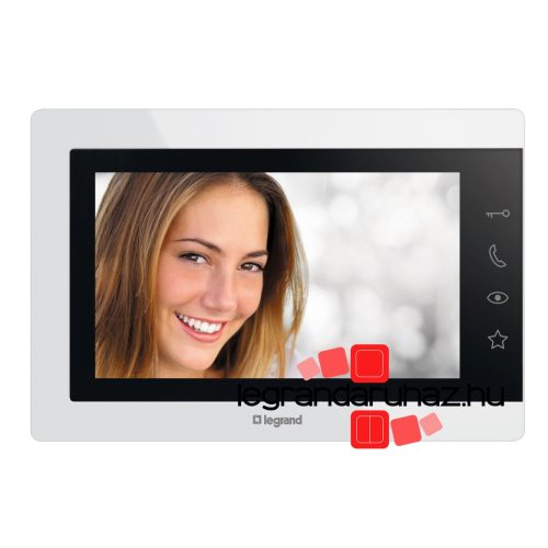 Legrand 2 vezetékes EASYKIT Essential kaputelefon kiegészítő: videó beltéri egység: 7''-os, színes kijelző, adapterrel, fehér, Legrand 363220