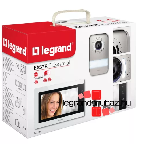 Legrand 2 vezetékes EASYKIT Essential videó kaputelefon szett: színes videó (7''), bővíthető 1 lakásos, adapterrel, fehér, Legrand 367910