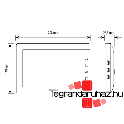 Legrand 2 vezetékes EASYKIT Essential videó kaputelefon szett: színes videó (7''), bővíthető 1 lakásos, adapterrel, fehér, Legrand 367910