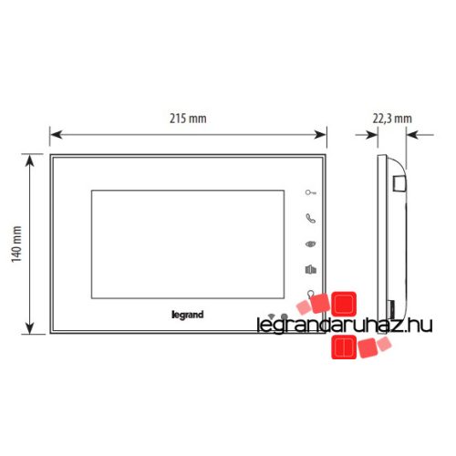 Legrand kiegészítő 2 vezetékes 7"-os FEHÉR beltéri egység, Legrand 369235