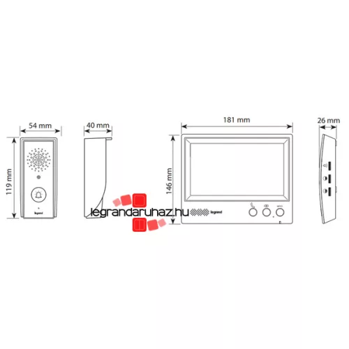 Legrand 4-vezetékes kiegészítő videó kaputábla, Legrand 369596