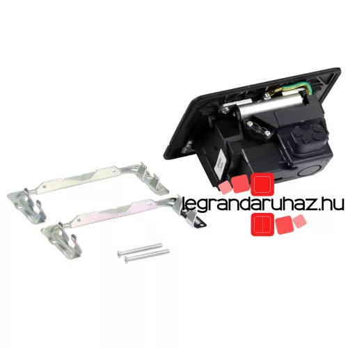 Legrand Pop-up doboz bútorlapba, üres, 4 modul, rögzítőkerettel és kábeltartó dobozzal, fekete, Legrand 654002