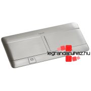   Legrand Pop-up doboz bútorlapba, üres, 8 modul, rögzítőkerettel és kábeltartó dobozzal, rozsdamentes acél, Legrand 654003