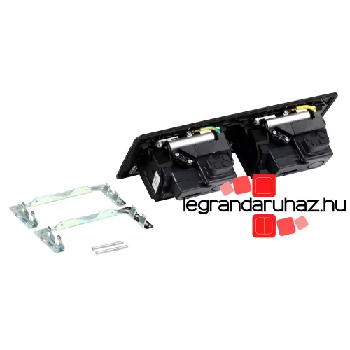 Legrand Pop-up doboz bútorlapba, üres, 8 modul, rögzítőkerettel és kábeltartó dobozzal, fekete, Legrand 654005