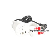   Legrand Incara Disq 80 - bútorba süllyeszthető 2P+F + USB A+C + kábelkivezető aljzat, 2m kábellel, fehér, Legrand  654714