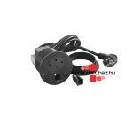 Legrand Incara Disq 80 - bútorba süllyeszthető 2P+F + USB A+C + kábelkivezető aljzat, 2m kábellel, fekete, Legrand  654715