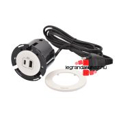   Legrand Incara Disq 60 - bútorba süllyeszthető USB A+C töltőaljzat, 2m kábellel, fehér, Legrand  654730