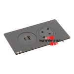 Legrand Incara Disq In 2 - bútorba süllyeszthető 1x2P+F + 1xUSB A+C aljzat, 2m kábellel, fekete, Legrand  654749