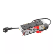   Legrand Incara Disq In 3 - bútorba süllyeszthető 2x2P+F + 1xUSB A+C aljzat, 2m kábellel, fekete, Legrand  654750