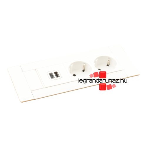 Legrand Incara Multilink - bútorba süllyeszthető, 6 modul, 2x2P+F + USB A+C aljzat, 2m kábellel, fehér, Legrand  654780