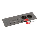 Legrand Incara Multilink - bútorba süllyeszthető, 8 modul, 2x2P+F + USB A+C + RJ45 Cat.6 UTP 1 modul + HDMI 1 modul aljzat, 2m kábellel, fekete, Legrand  654787