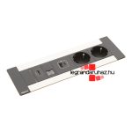 Legrand Incara Multilink - bútorba süllyeszthető, 8 modul, 2x2P+F + USB A+C + RJ45 Cat.6 UTP 1 modul + HDMI 1 modul aljzat, 2m kábellel, alumínium, Legrand  654791