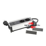 Legrand Incara Multilink - bútorba süllyeszthető, 6 modul, 2x2P+F + USB C aljzat, 2m kábellel, alumínium, Legrand  654793