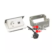   Legrand Incara Pop-up - bútorba süllyeszthető, 4 modul, 2P+F + USB A+C aljzat, 2m kábellel, fehér, Legrand  654823