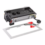 Legrand Incara Flip up - bútorba süllyeszthető, 8 modul, 2x2P+F + USB A+C + RJ45 Cat.6 UTP 1 modul + HDMI 1 modul aljzat, 2m kábellel, alumínium, Legrand  654855