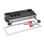 Legrand Incara Flip up - bútorba süllyeszthető, 12 modul, 3x2P+F + USB A+C + 3xRJ45 Cat.6 UTP 1 modul + HDMI 1 modul aljzat, 2m kábellel, alumínium, Legrand  654857