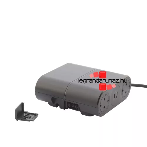 Legrand Incara Link on elosztóállomás kiegészítő (kat. Szám: 654887/88-hoz csatlakoztatható), 4x2P+F + 2xUSB A+C, 1,5 m Wieland kábellel, fekete, Legrand  654889