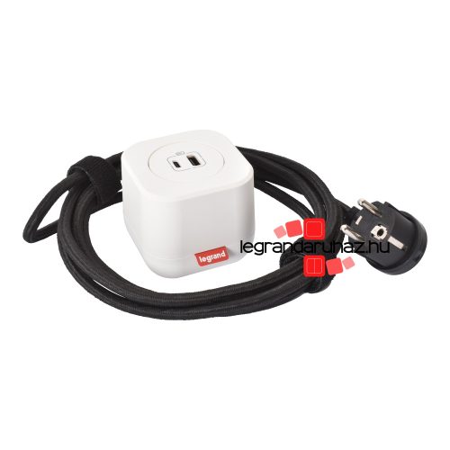 Legrand Incara Electr'on USB A+C aljzat + burkolat, 2,5m kábellel, fehér, Legrand  654922