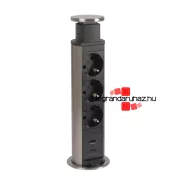   Legrand Incara Tower 60 - bútorba süllyeszthető, 3x2P+F + USB A+C aljzat, 2m kábellel, Legrand  654974