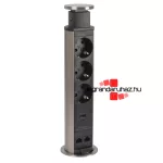 Legrand Incara Tower 60 - bútorba süllyeszthető, 4x2P+F + 2xRJ45 Cat.6 UTP aljzat, 2m kábellel, Legrand  654977