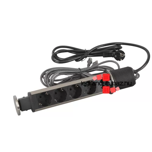 Legrand Incara Tower 60 - bútorba süllyeszthető, 4x2P+F + 2xRJ45 Cat.6 UTP aljzat, 2m kábellel, Legrand  654977