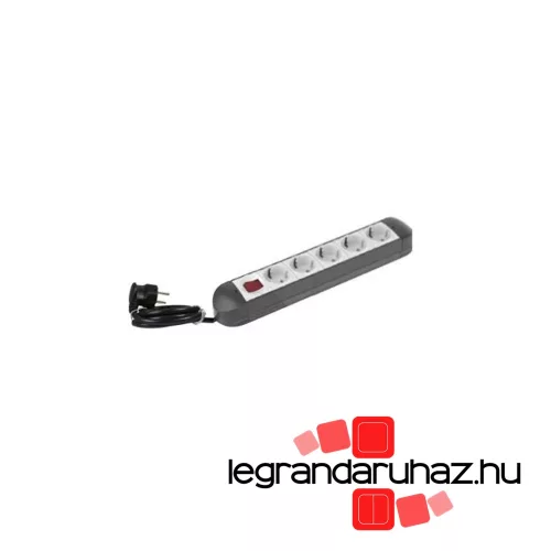 Legrand Kontamodul 5x2P+F elosztósor szürke, biztonsági zsaluval, 2,5m vezetékkel, újravezetékezhető, Legrand 690565