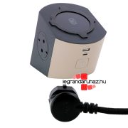   Legrand Multifunkciós elosztó 2x2P+F, indukciós töltővel, USB-A + USB-C, 2 m vezetékkel, szürke-barna, Legrand 694500