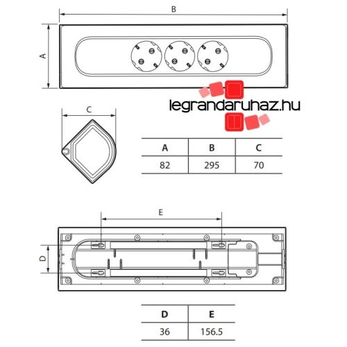 Legrand Sarokba illeszkedő elosztósor 4x2P+F, 1 m vezetékkel, fehér, Legrand 694501