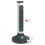 Legrand Elosztótorony, 4x2P+F, túlfeszültség-védelemmel, 2 m vezetékkel, fehér/fekete, Legrand 694505