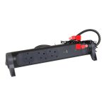 Legrand Elosztósor Premium 3x2P+F, túlfeszültség-védelemmel, USB-A + USB-C, 1,5 m vezetékkel, fekete, Legrand 694512