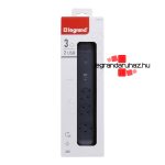 Legrand Elosztósor Premium 3x2P+F, túlfeszültség-védelemmel, USB-A + USB-C, 1,5 m vezetékkel, fekete, Legrand 694512