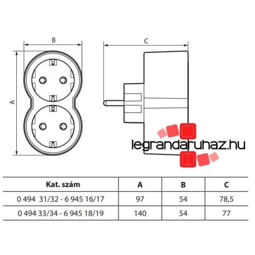 Legrand Kettős 2P+F elosztó biztonsági zsaluval, 16 A, fehér-szürke, Legrand 694516