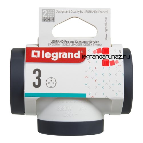 Legrand Hármas elágazású 2P+F elosztódugó, 16A, fehér, Legrand 694520