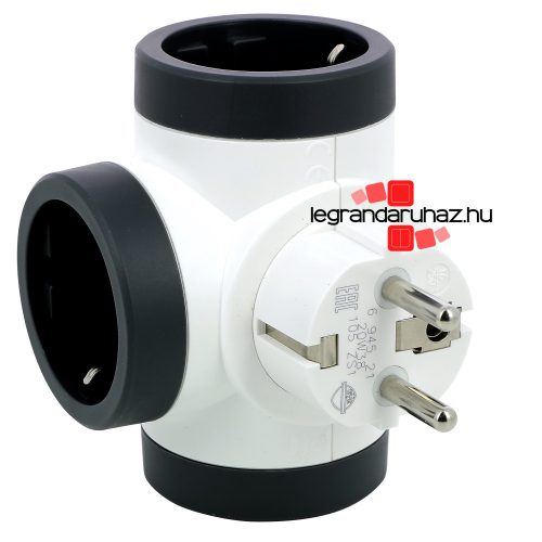 Legrand Hármas elágazású 2P+F elosztódugó, 16A, fekete, Legrand 694521