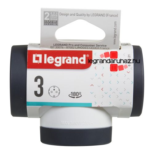 Legrand Hármas elágazású 2P+F elosztódugó, 16A, fekete, Legrand 694521