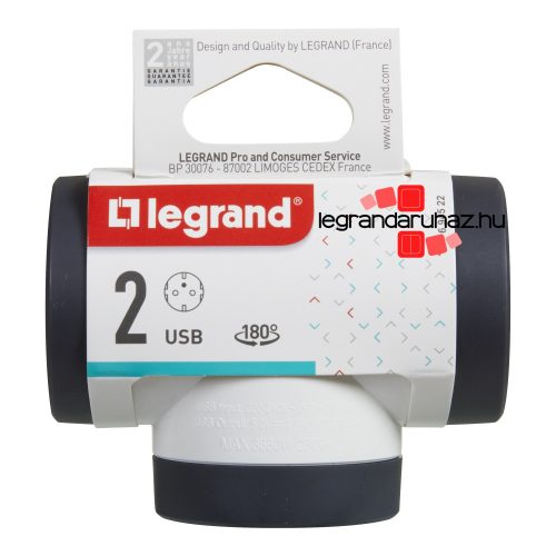 Legrand Kettős 2P+F elosztódugó USB-A + USB-C, fehér, Legrand 694522