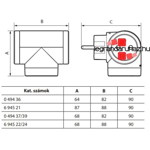 Legrand Kettős 2P+F elosztódugó USB-A + USB-C, fehér, Legrand 694522