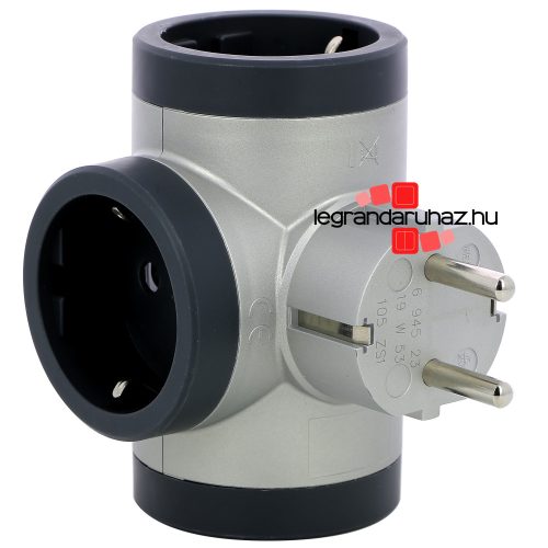 Legrand Hármas elágazású 2P+F elosztódugó, 16A, alumínium, Legrand 694523