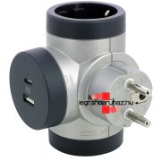   Legrand Kettős 2P+F elosztódugó USB-A + USB-C, alumínium, Legrand 694524