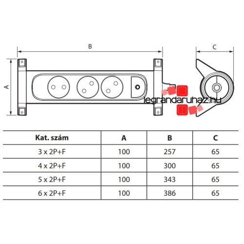 Legrand Elosztósor Premium 3x2P+F forgatható, 1,5 m vezetékkel, fekete, Legrand 694528