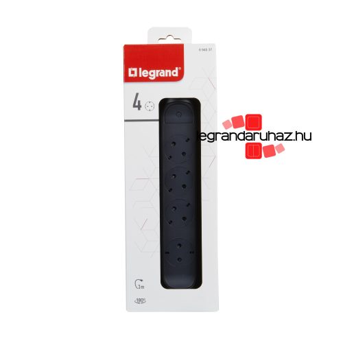 Legrand Elosztósor Premium 4x2P+F forgatható, 3 m vezetékkel, fekete, Legrand 694537
