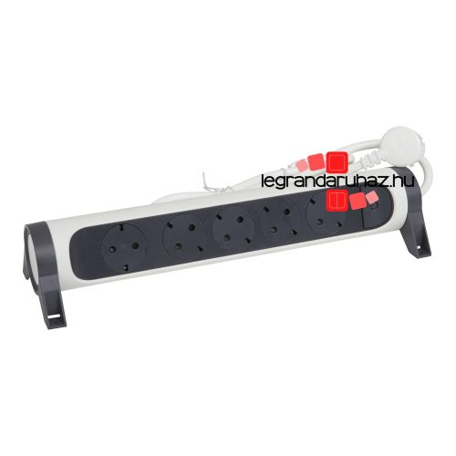 Legrand Elosztósor Premium 5x2P+F forgatható, 5 m vezetékkel, fehér, Legrand 694542