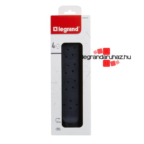 Legrand Elosztósor Premium 4x2P+F forgatható, vezeték nélkül, fekete, Legrand 694545