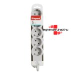 Legrand Elosztósor Standard 5x2P+F, 1,5 m vezetékkel, fehér-szürke, Legrand 694555