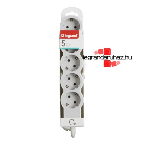 Legrand Elosztósor Standard 5x2P+F, 1,5 m vezetékkel, fehér-szürke, Legrand 694555