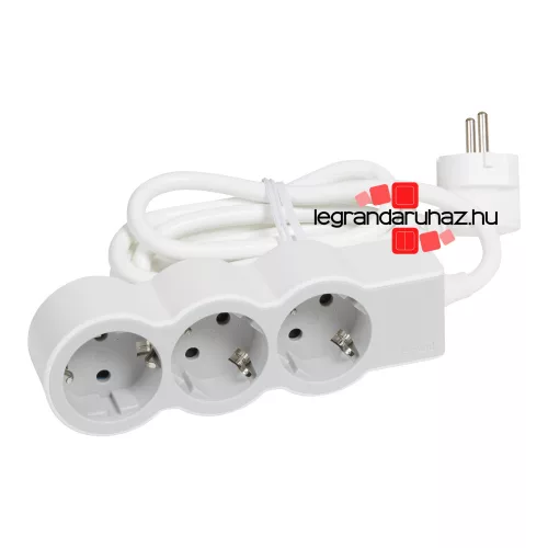 Legrand Elosztósor Standard 3x2P+F, 5 m vezetékkel, fehér-szürke, Legrand 694567
